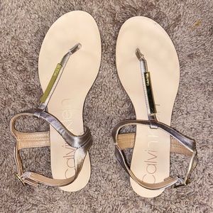 Used Calvin Klein gold bronze sandals